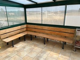 Eckbank Holz Metallgestell L-Form guter Zustand
