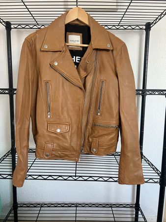 EACH x OTHER Paris Biker-Lederjacke in Cognac/Tan, Grösse L.