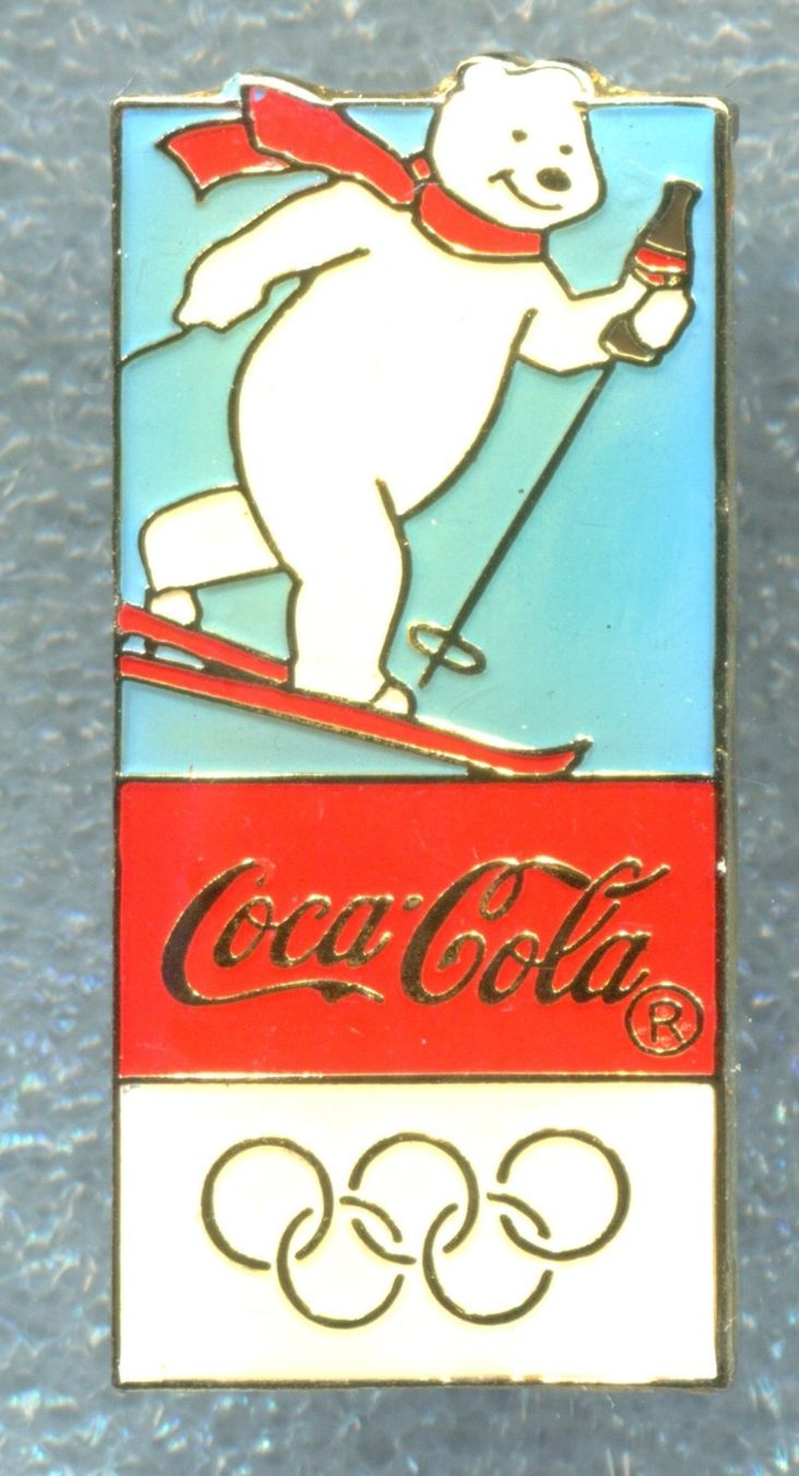 Coca-Cola Plaketten & Abzeichen: Coca Cola Eisbär  Skilanglauf – Gebraucht aus Winterthur von Sammleroase