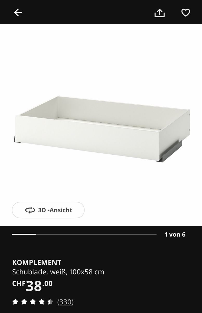 Armadi: KOMPLEMENT Schublade, weiss, 100x58cm, Top Zustand! – Usato da Urtenen-Schönbühl venduto da daremare