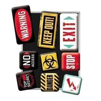 9-tlg Magnet Set-WARNING KEEP OUT