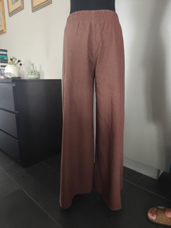 Weite Damen-Leinenhose in Braun, Grösse M/L