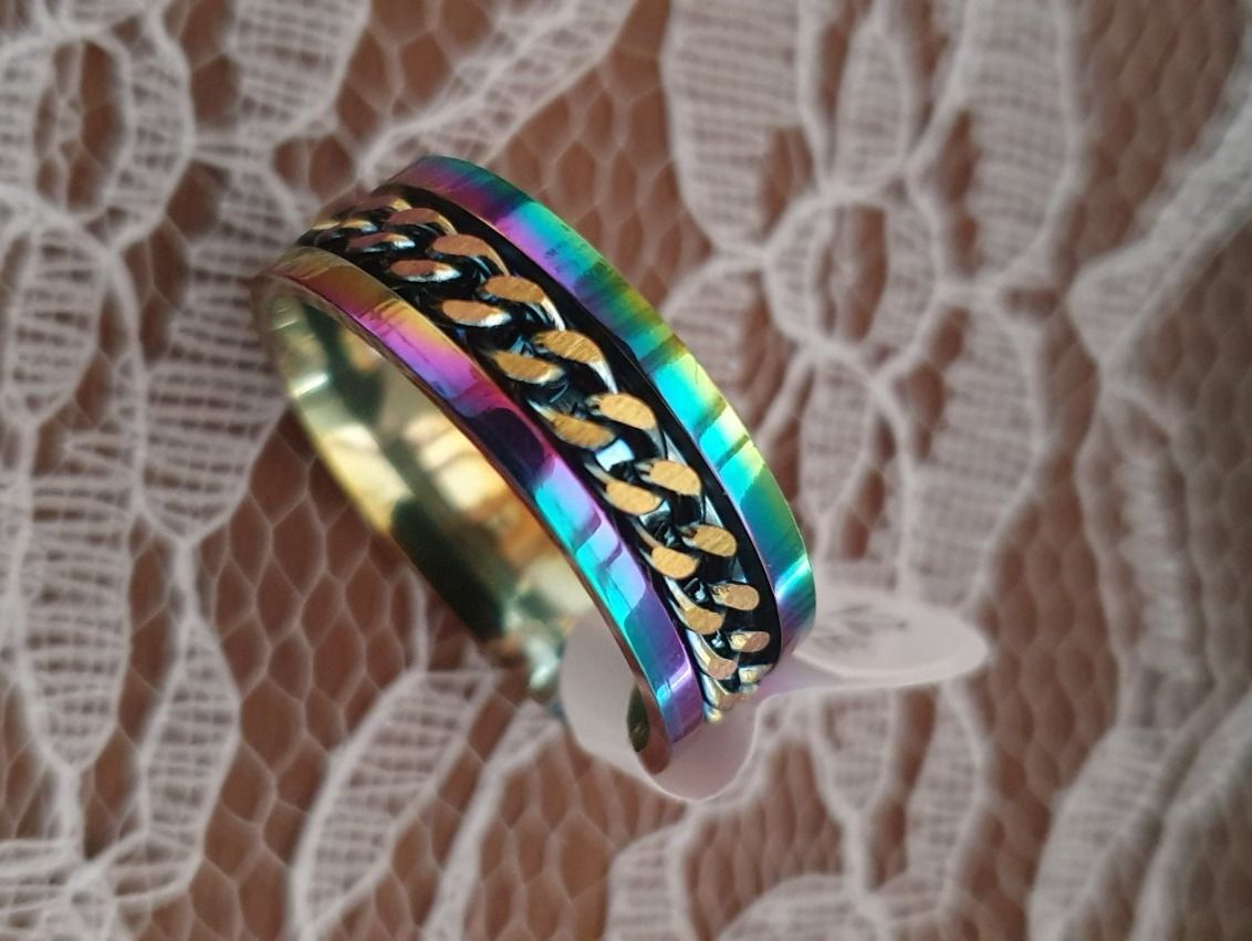 Ringe: Fingerring Edelstahl-Ring Titan Rainbow Durchmesser 22mm – Neu und originalverpackt aus Hittnau von Gamoe 3