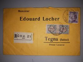 Alter Briefumschlag von Rom nach Tegna Suisse 1924