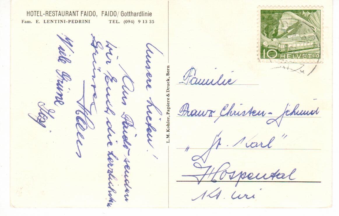 Cartoline postali: Hotel Restaurant Faido – Usato da Wolhusen venduto da Curver9 1