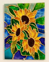Tableau tournesols style vitrail, fait main