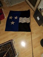 Vintage Flagge mit Holzstange, Aargau Sammlerstück!Fahne