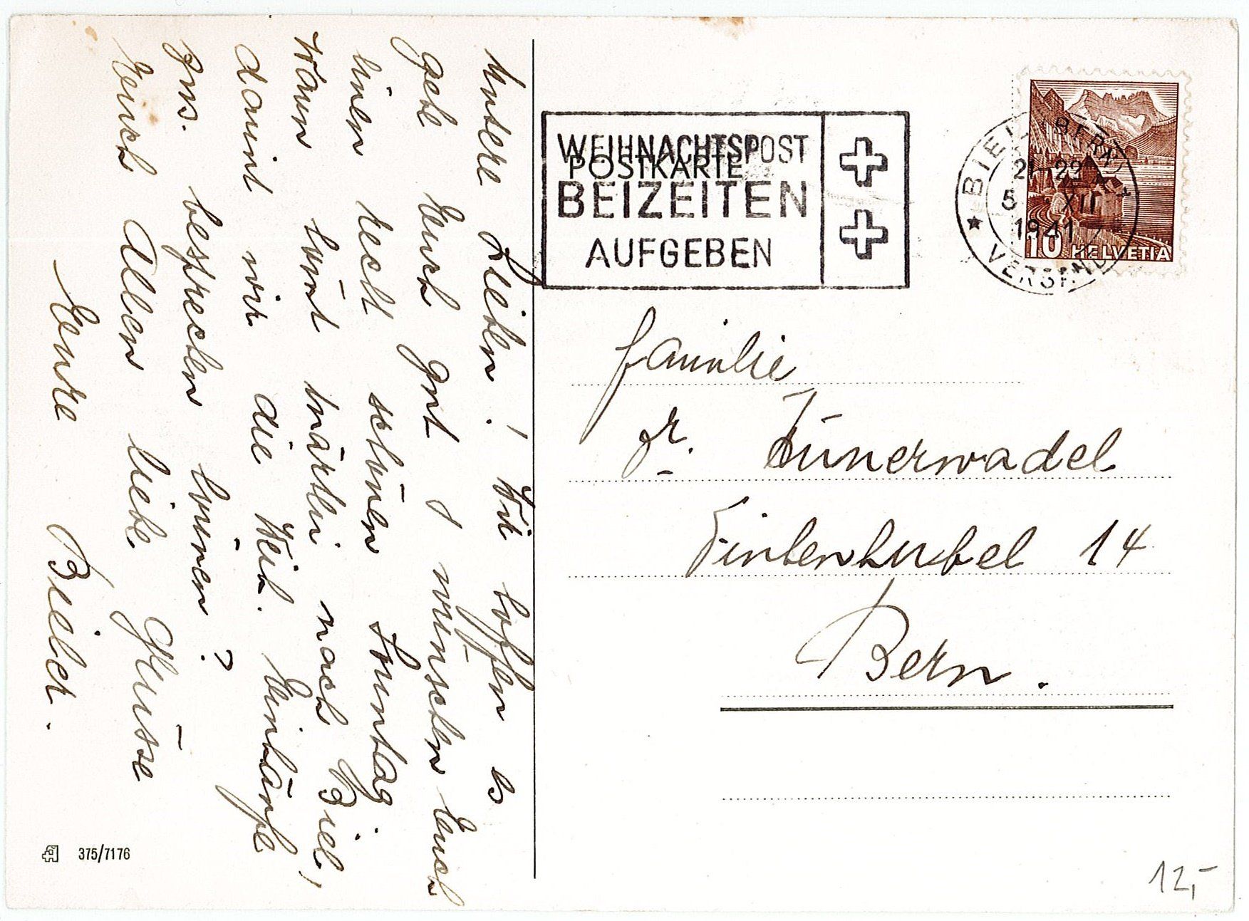 Cartoline postali: L 116 STUDENTIKA MULUS 1941 o BIEL BIENNE GF – Usato da Fribourg venduto da philafri 1
