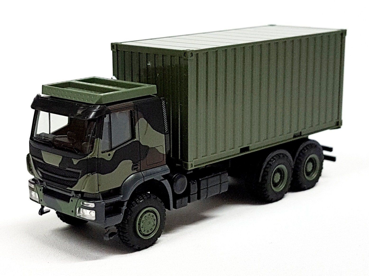 Herpa Kit di modellismo & Modellini statici: 1:87 Iveco Trakker 6x6 mit 20 ft. Cont. – Nuovo e nell'imballaggio originale da Affoltern am Albis venduto da Modellshop-8910