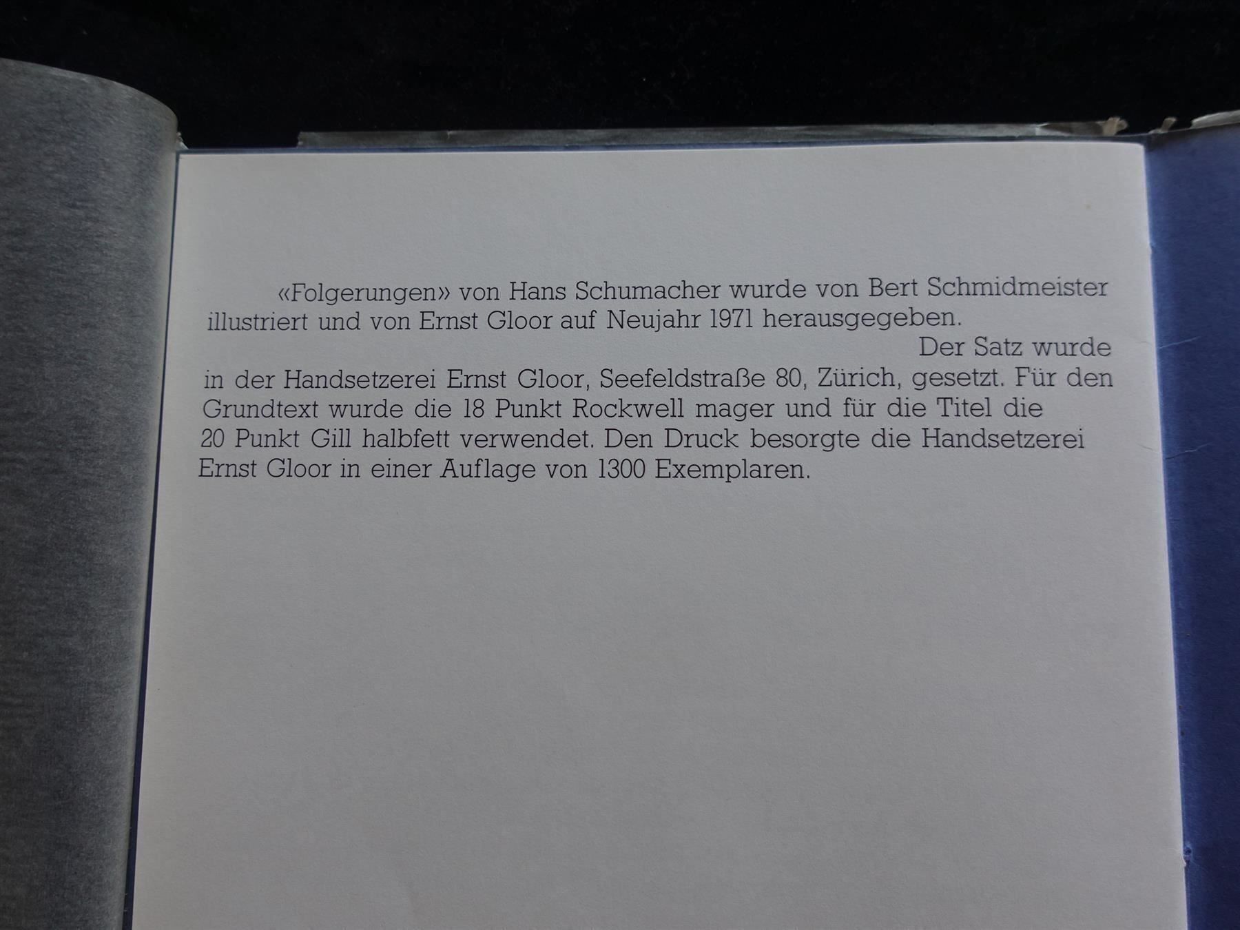 Libri: Folgerungen - Hans Schumacher – Usato da Gutenswil venduto da Optico 4