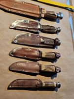 JAGDT MESSER MIT HIRSCHHORN GRIFFE. ZT. ALTE