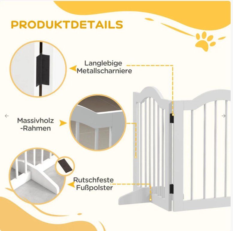 Gabbie, trasporto & Sicurezza: B-Ware Hunde-Absperrgitter Weiß – Nuovo (secondo la descrizione) da Salmsach venduto da jamb-all-you-need 2