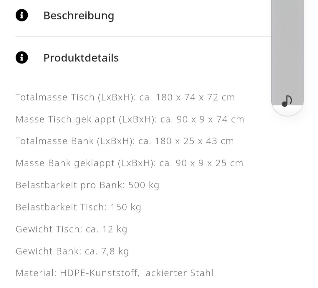 Tavoli: Klapptisch mit 2 sitzbänken neu original verpackt – Nuovo e nell'imballaggio originale da Dietikon venduto da Eleda 6