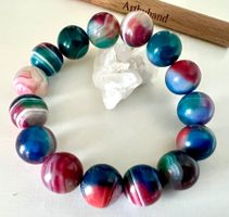 XL Achat-Armband 14 mm Kugeln - Handgefertigtes Unikat