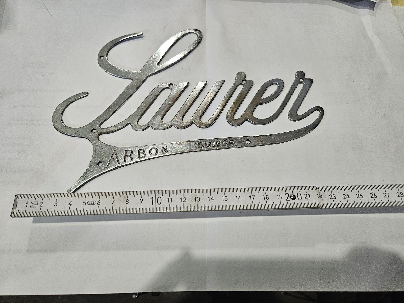Saurer Alle Ersatzteile: Original Saurer Schriftzug – Gebraucht aus Riedtwil von Scania94D- 1