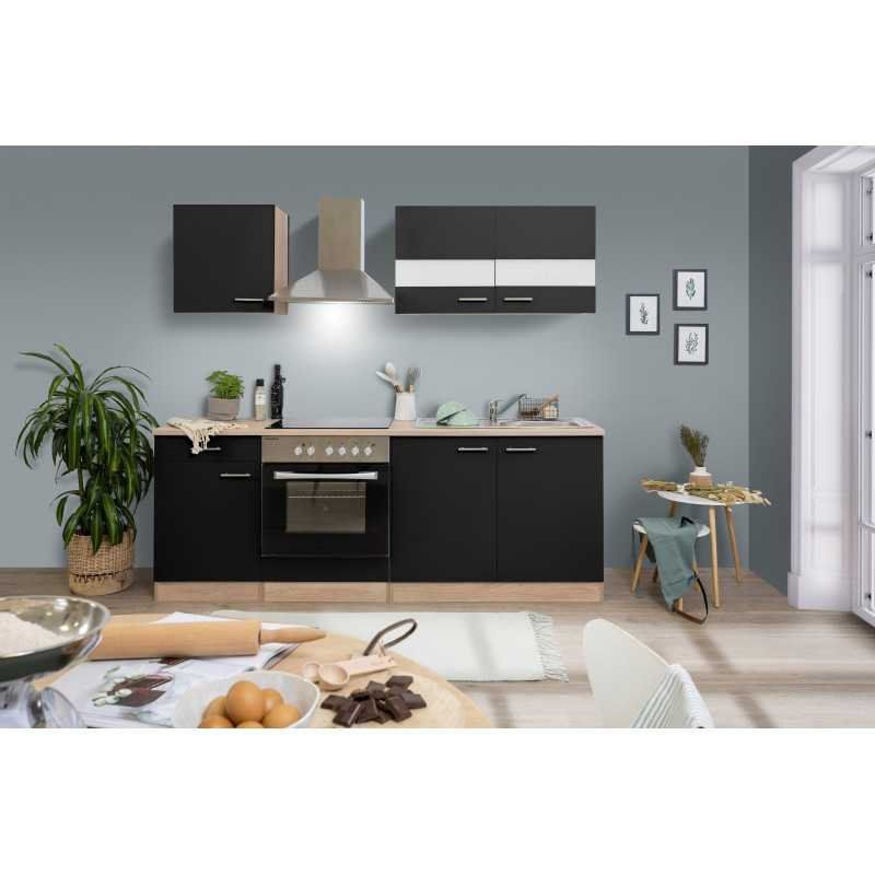 Cucine complete: 541 - Küchenzeile Singleküche 210cm Eiche/Sägerau/Schwarz – Nuovo e nell'imballaggio originale da Wallenwil venduto da toesstalvertrieb