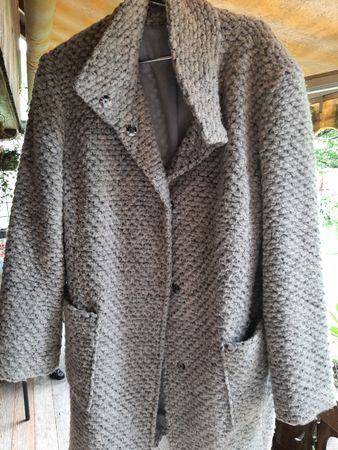 Wolljacke grau-beige-rosa 48