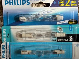 3x Philips Plusline Halogenbirnen 100W, 230V, neu & OVP