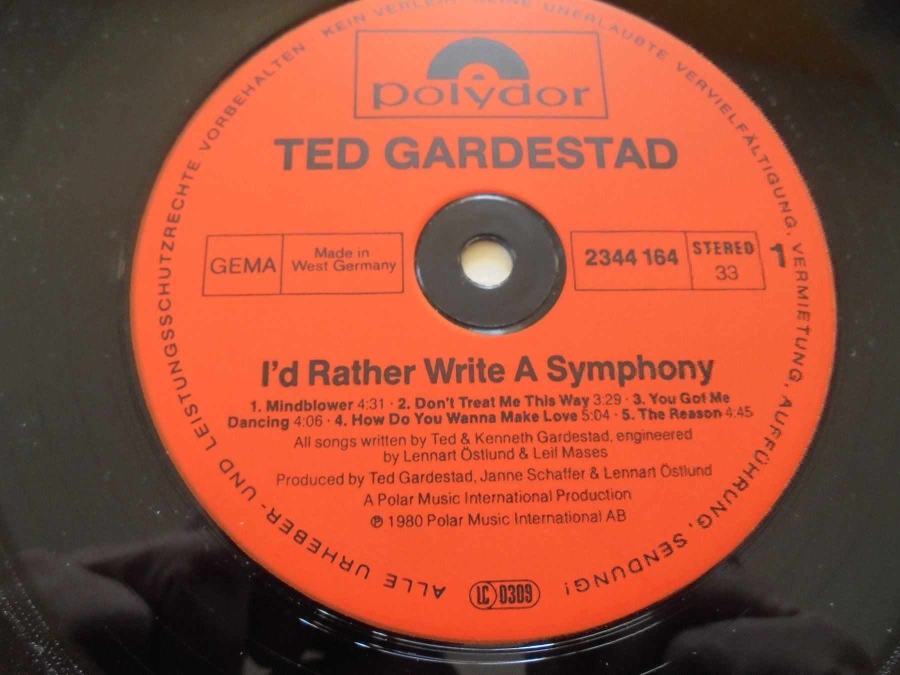 Vinyles: Ted GARDESTAD " I'd rather write a symphony " LP Deutschland – D'occasion à Crissier par Promopost 2