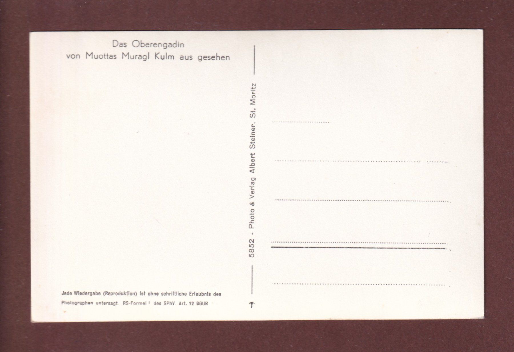 Cartoline postali: OBER-ENGADIN von Muottas Muraigl – Usato da Pully venduto da nicecards 1
