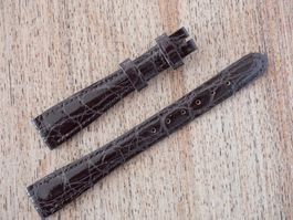 Leder-Uhrenband P Cardin SWISS 14mm NOS braun Kroko-Präg. 14