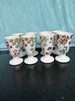 8 Tasses à pied Porcelaine de Paris Décor Herbier