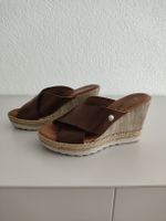 Brown Leather Wedge Sandals Espadrille Style Size 38 (37)