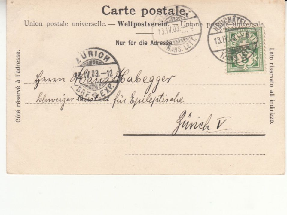 Cartoline postali: Neuchâtel 1903 – Usato da Bürglen TG venduto da StampGraf 1
