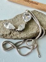 Schlangen Silbercollier 925 mit grossen Zirkonia-Tropfen