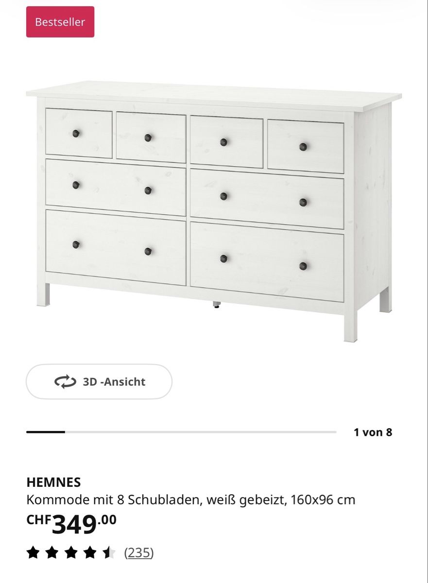 Ikea Cassettiere: IKEA Kommode Hemnes weiss – Usato da Pfungen venduto da melos 6