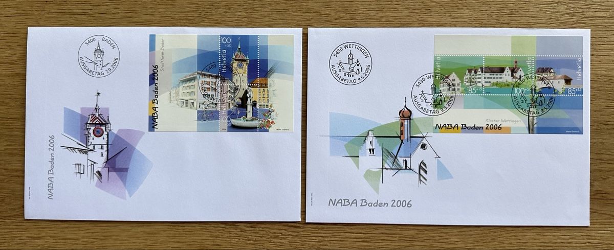 Tutti i francobolli: Schweiz - 2006 Naba Baden FDC Kleinbogen – Usato da Schmitten / FR venduto da Samsara169