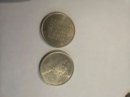 2 pièces de 5 francs suisses commémorative de 1974