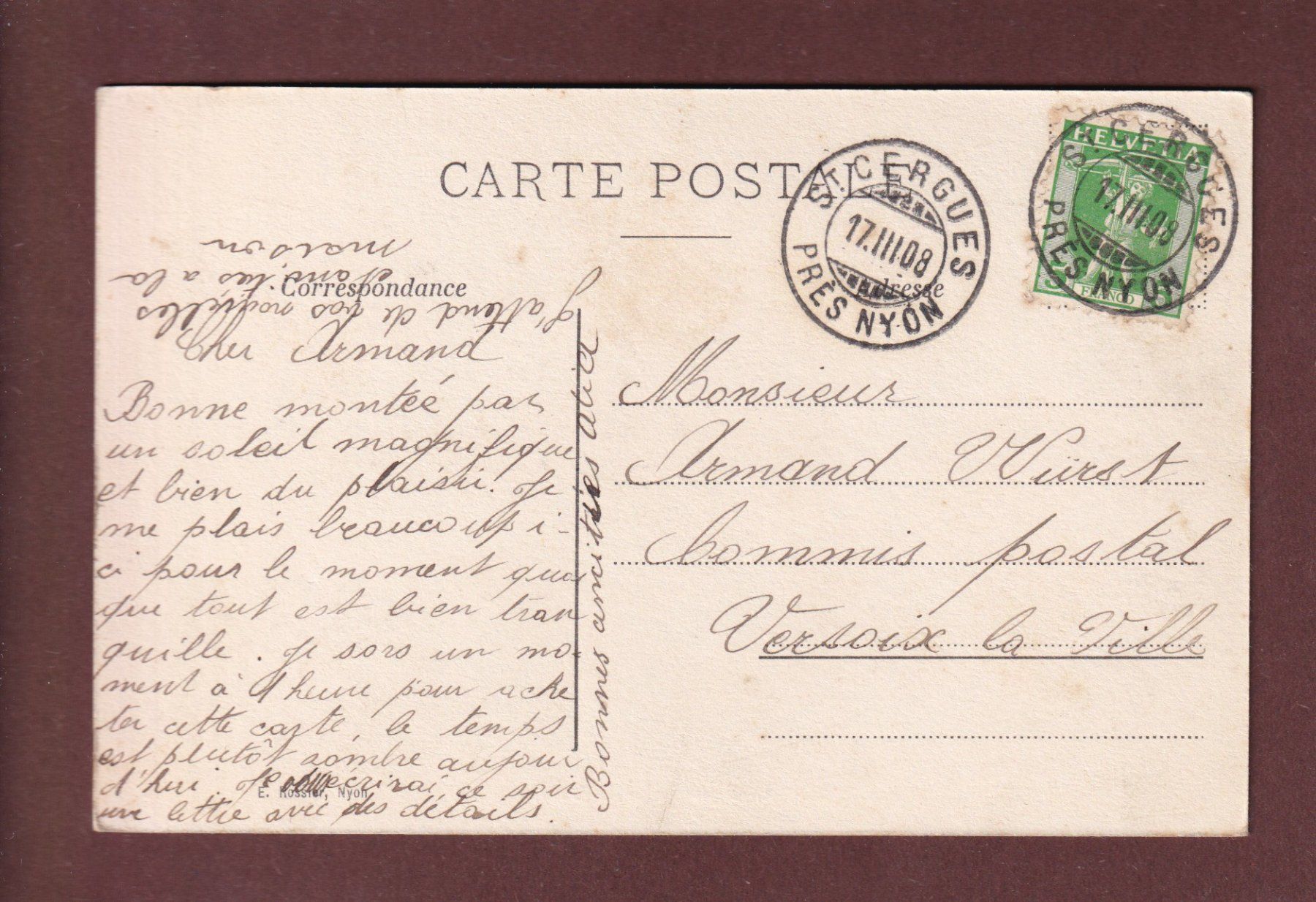 Cartes postales: Au sommet de LA DOLE - 1908 – D'occasion à Pully par nicecards-shop 1