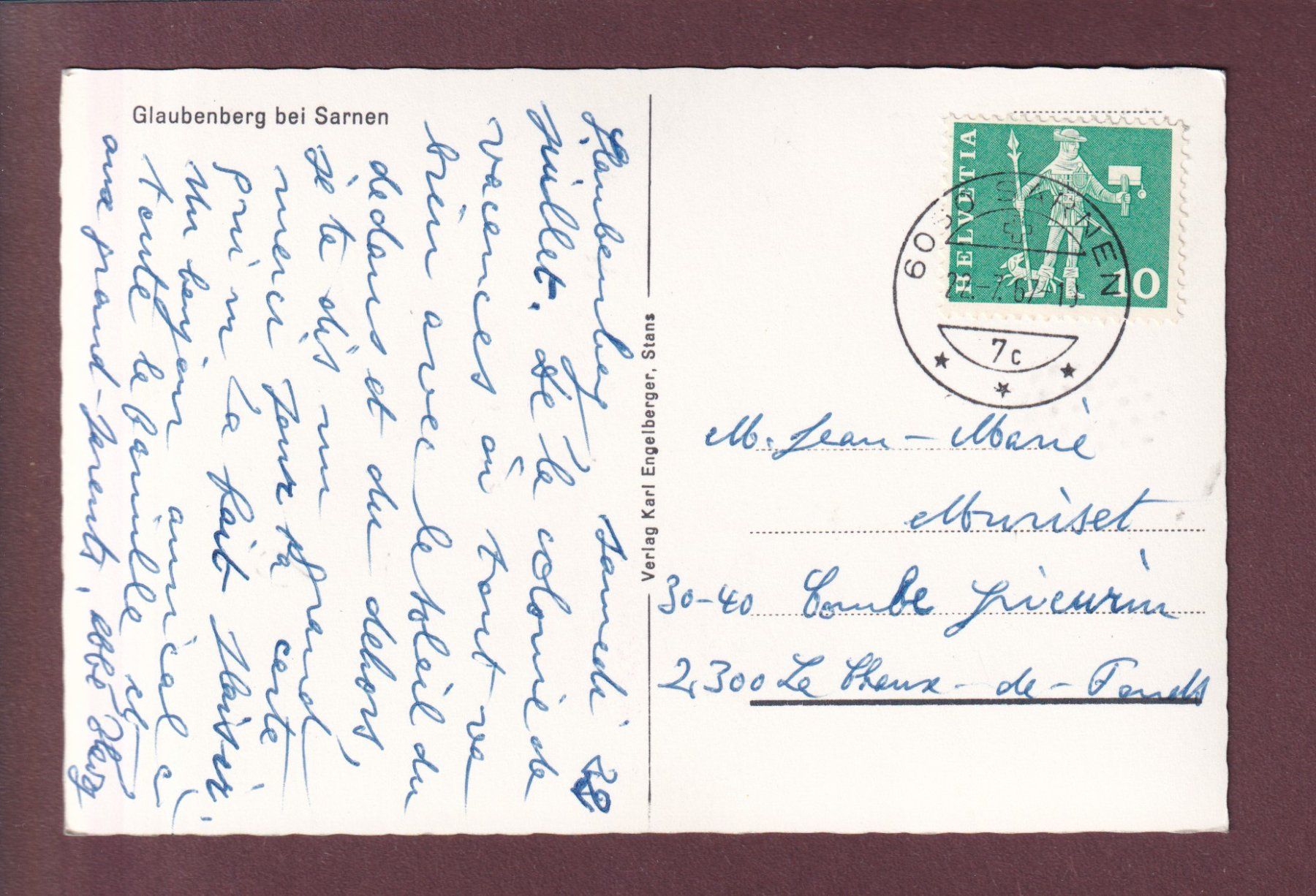 Cartoline postali: GLAUBENBERG bei Sarnen - 1967 – Usato da Pully venduto da nicecards 1