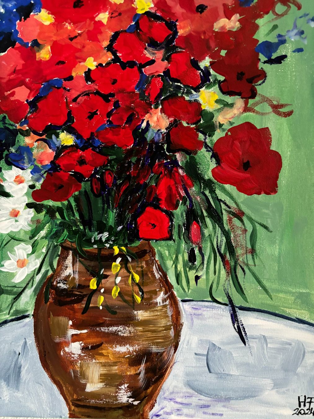 Tableaux: Blumenstrauss nach Van Gogh - Gemälde – Neuf (Voir description) à Cham par Felha 6