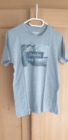 Jack & Jones T-Shirt grau mit Druck, Grösse S