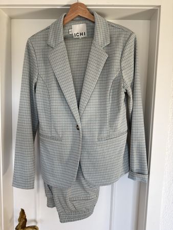 ICHI Blazer & Hose, Kariert, Grau/Blau, Gr. L - Top Zustand!