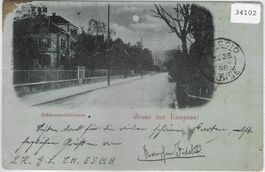 Gruss aus Langnau - Schlossmattstrasse - Mondschein 1898