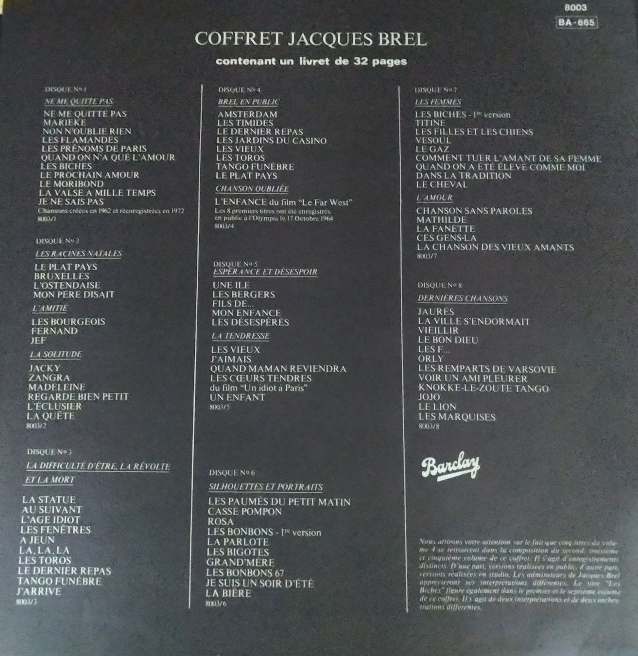 Dischi in vinile: Jacques Brel: Coffret "Brel" 8 vinyls – Usato da Neuchâtel venduto da Maudicia 1