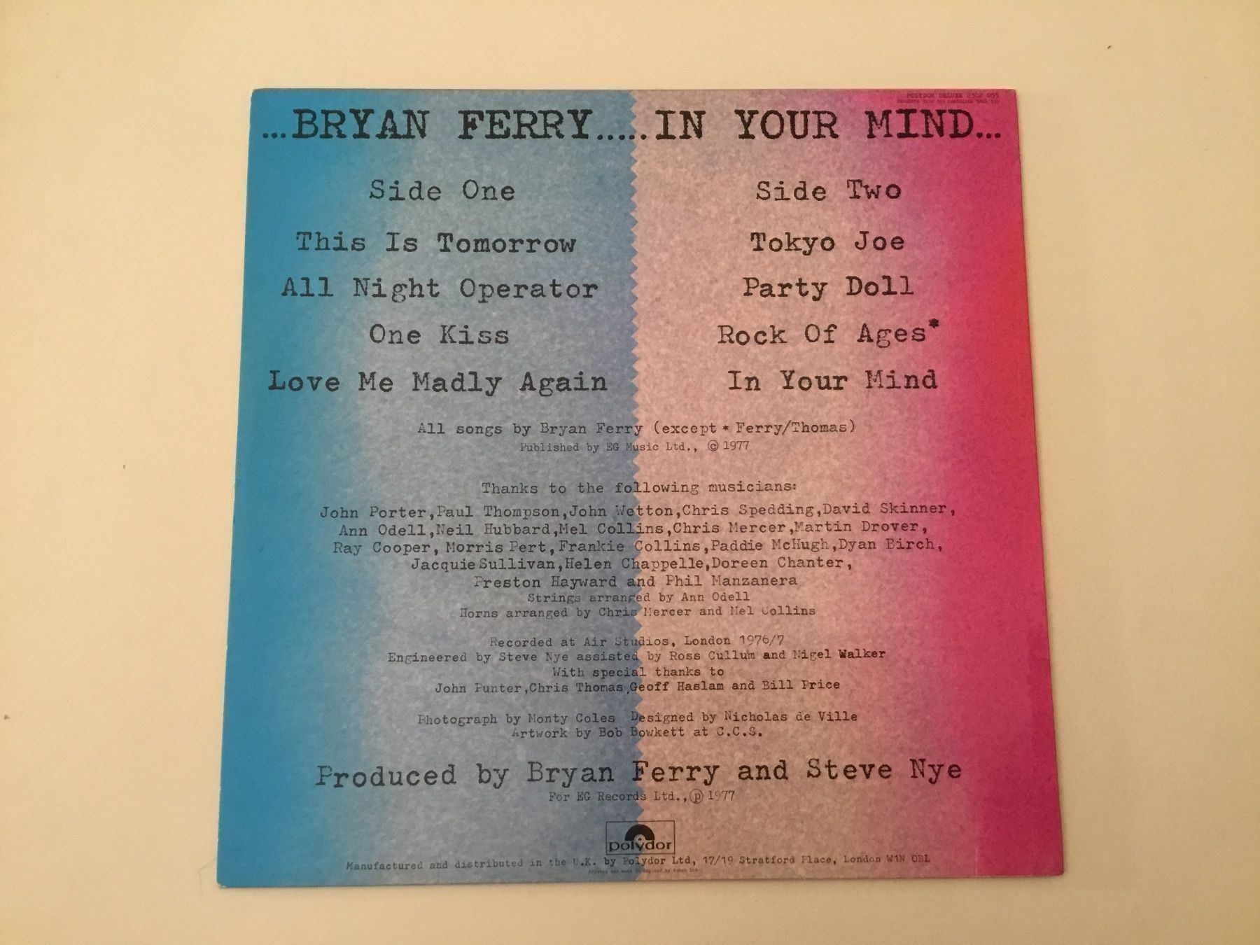 Dischi in vinile: Bryan Ferry / In your mind – Nuovo (secondo la descrizione) da Kreuzlingen venduto da Schuggerman 1