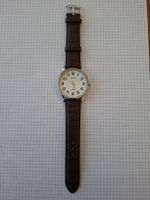 Armbanduhr Casio weisses Zifferblatt Lederband braun