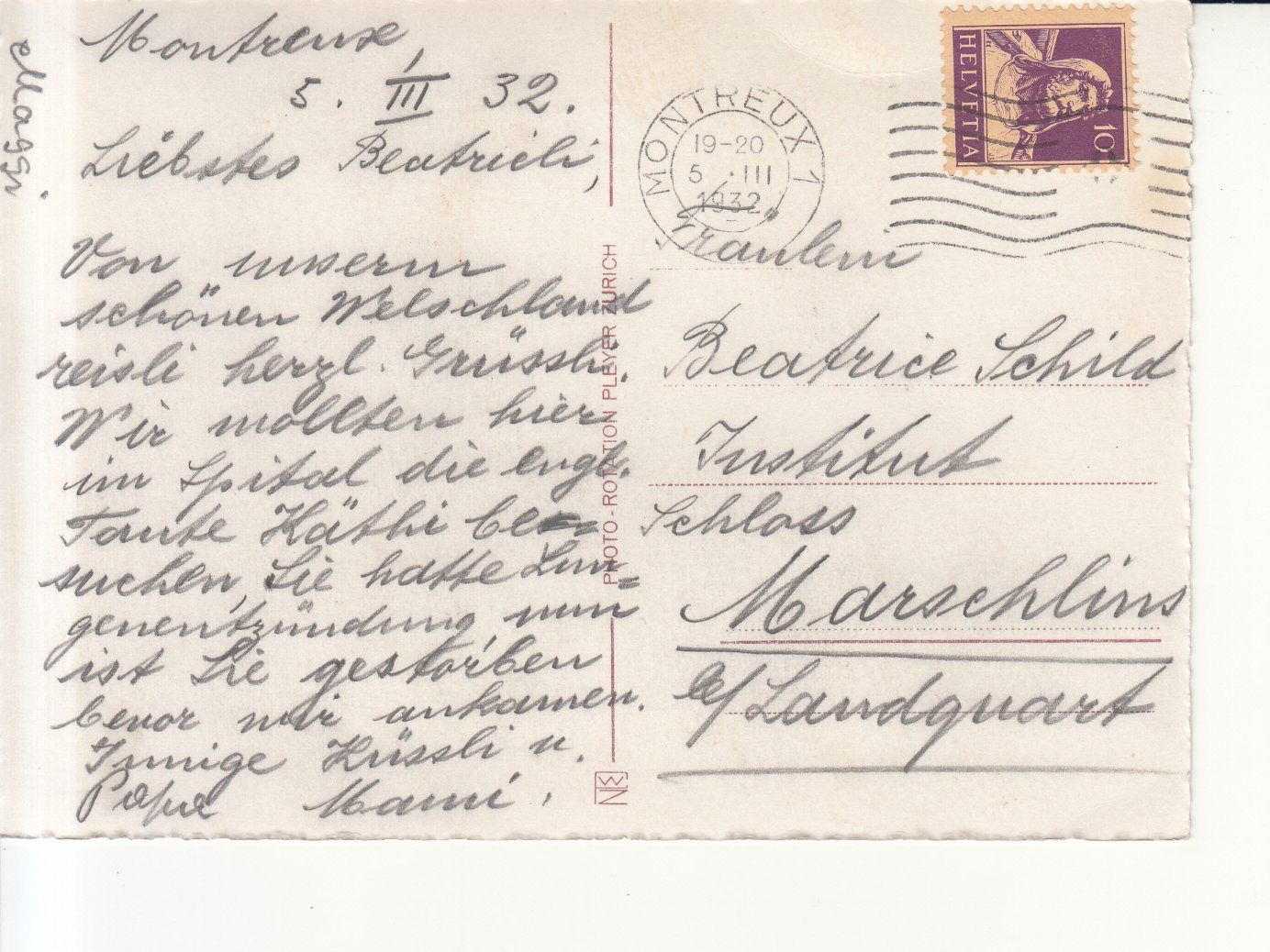 Cartoline postali: Chillon 1932 – Usato da Bürglen TG venduto da StampGraf 1