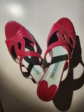 Stefi Talman Leder Sandaletten Rot Gr.38 Top Zustand