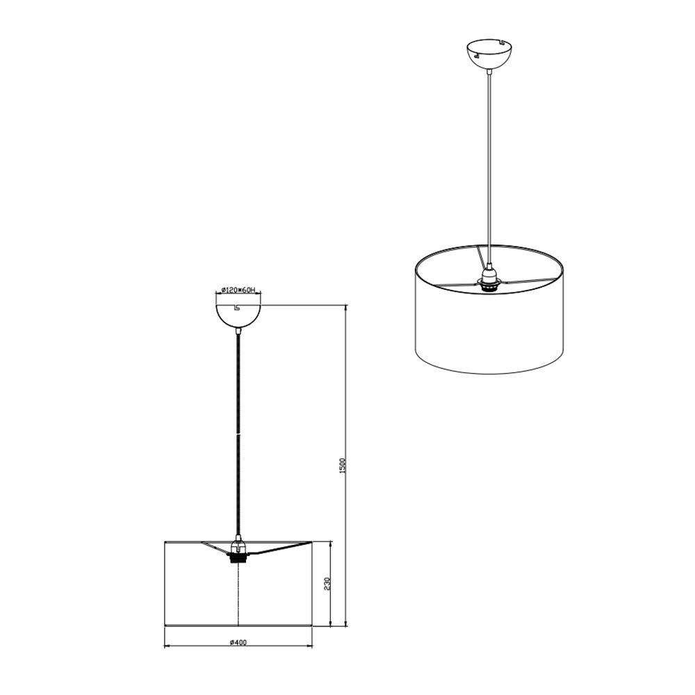 Lampadari & plafoniere: Hängeleuchte, Stoffschirm, 150 cm Höhe – Nuovo (secondo la descrizione) da Kreuzlingen venduto da Smart-Light 4