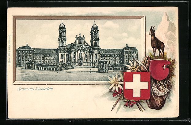 Cartes postales: Litho Einsiedeln, Blick auf das Schloss, – D'occasion à Berlin par bartko-reher