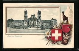 Litho Einsiedeln, Blick auf das Schloss,