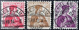 1907 Helv.Brustbild II Zst120-122 Top-Voll-⦿ Nesslau SG