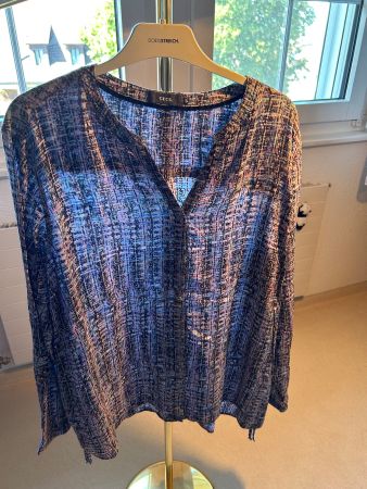 Bluse CECIL, XXL (46), Viscose, hellblau/schwarz gemustert
