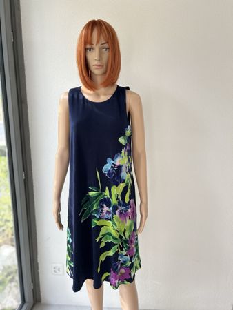 Ralph Lauren Dress Navy Floral Size 14 Sleeveless A-Line