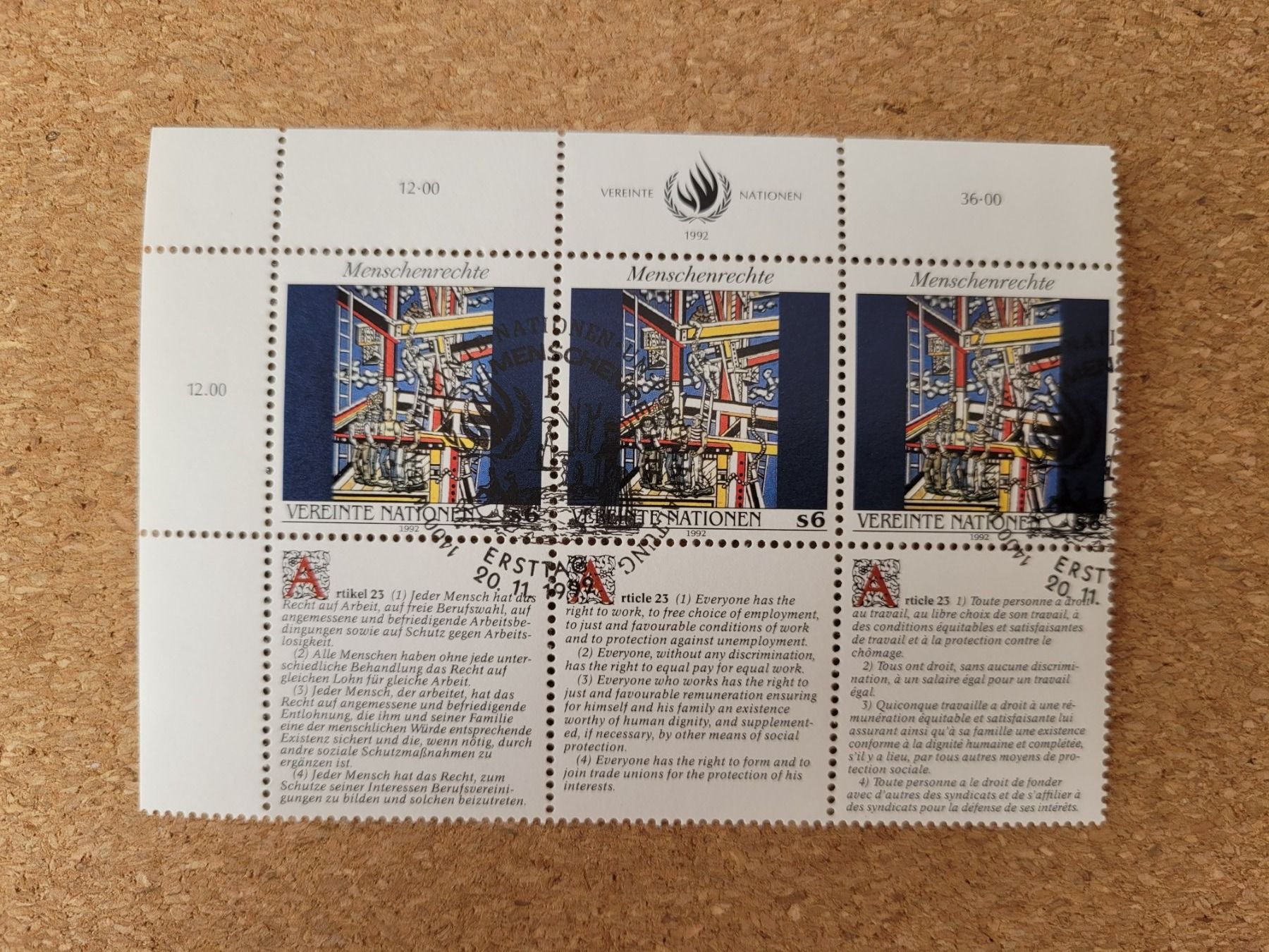 Alle Briefmarken: Menschenrechte 1992 – Gebraucht aus Inwil von Flower2325